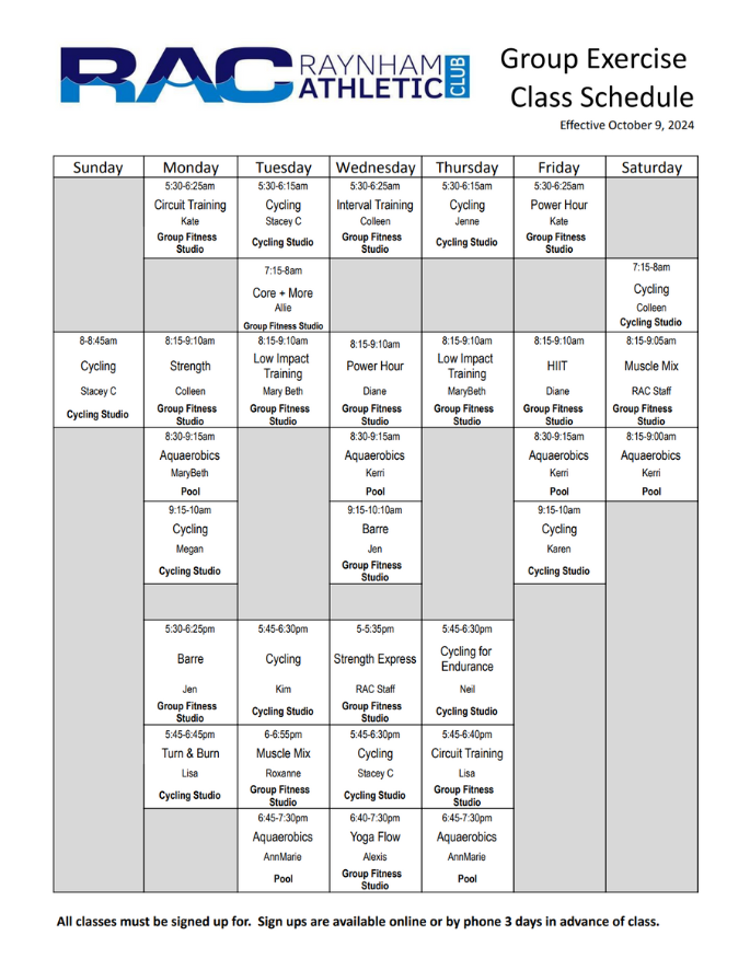 New October Grp ex sched